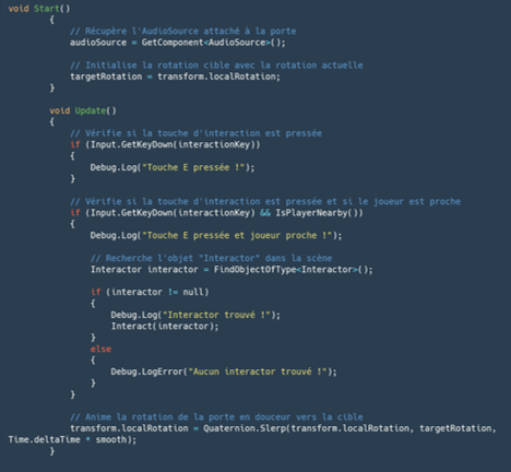Script C# – DoorScript (partie 2)
