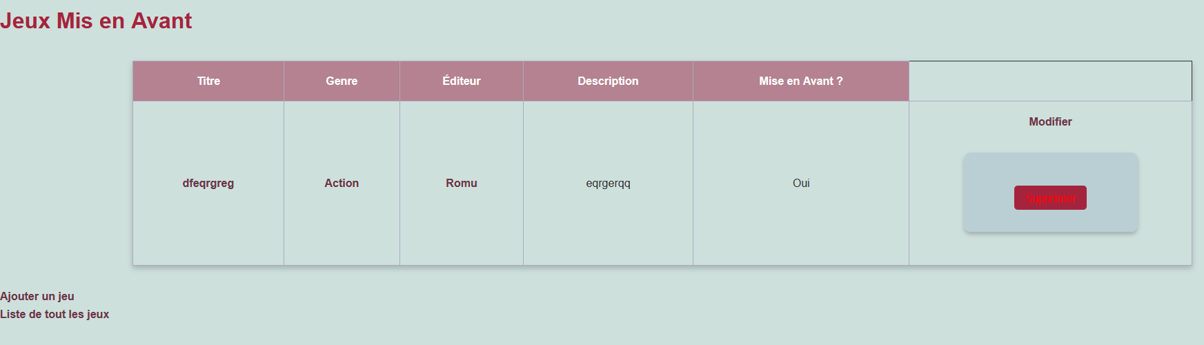 Page d’accueil de Vapeur