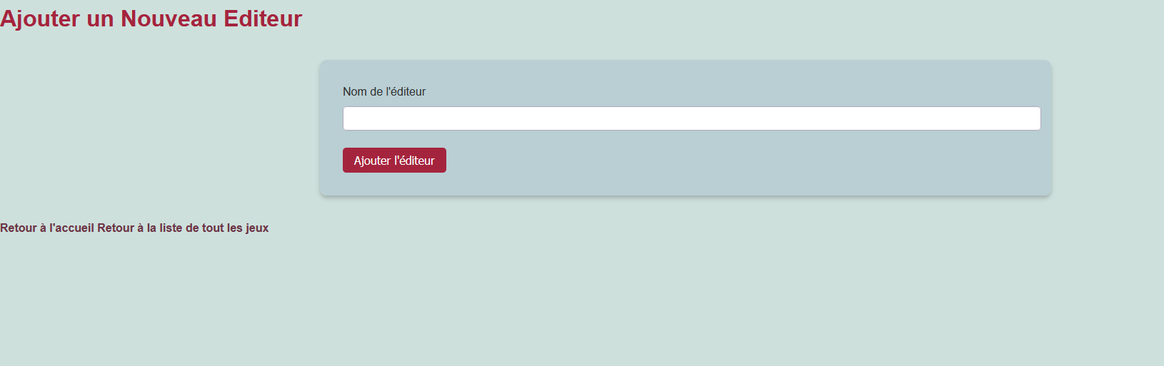 Formulaire de création d’un éditeur