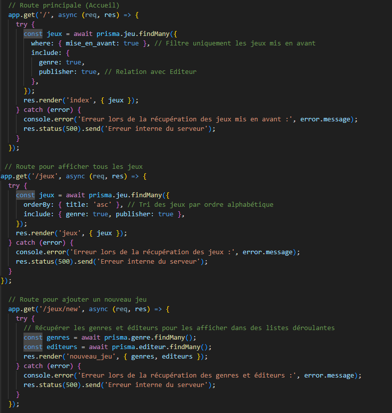 Extrait du code source du projet Vapeur
